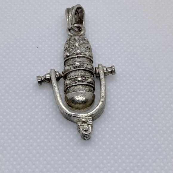 Silver Tone Microphone Pendant - Picture 2 of 3